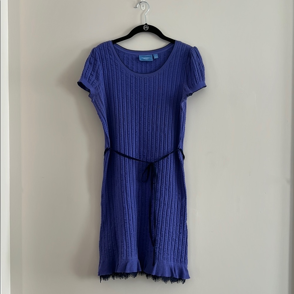 Simply Vera Vera Wang Scalloped Lace Hem Royal Blue Mini Dress Size S